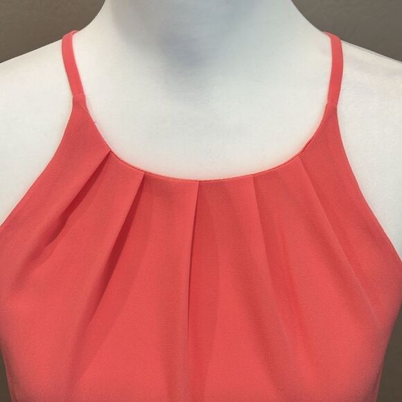 Blue Rain Short Dress Coral/Orange Halter Neck Spaghetti Strap Elastic Waist S - Picture 5 of 12